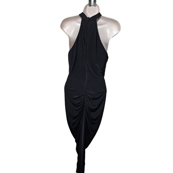 AX Paris Black Halter Maxi Dress, Size 12 - Ruched Draped Evening Gown - Picture 5 of 13
